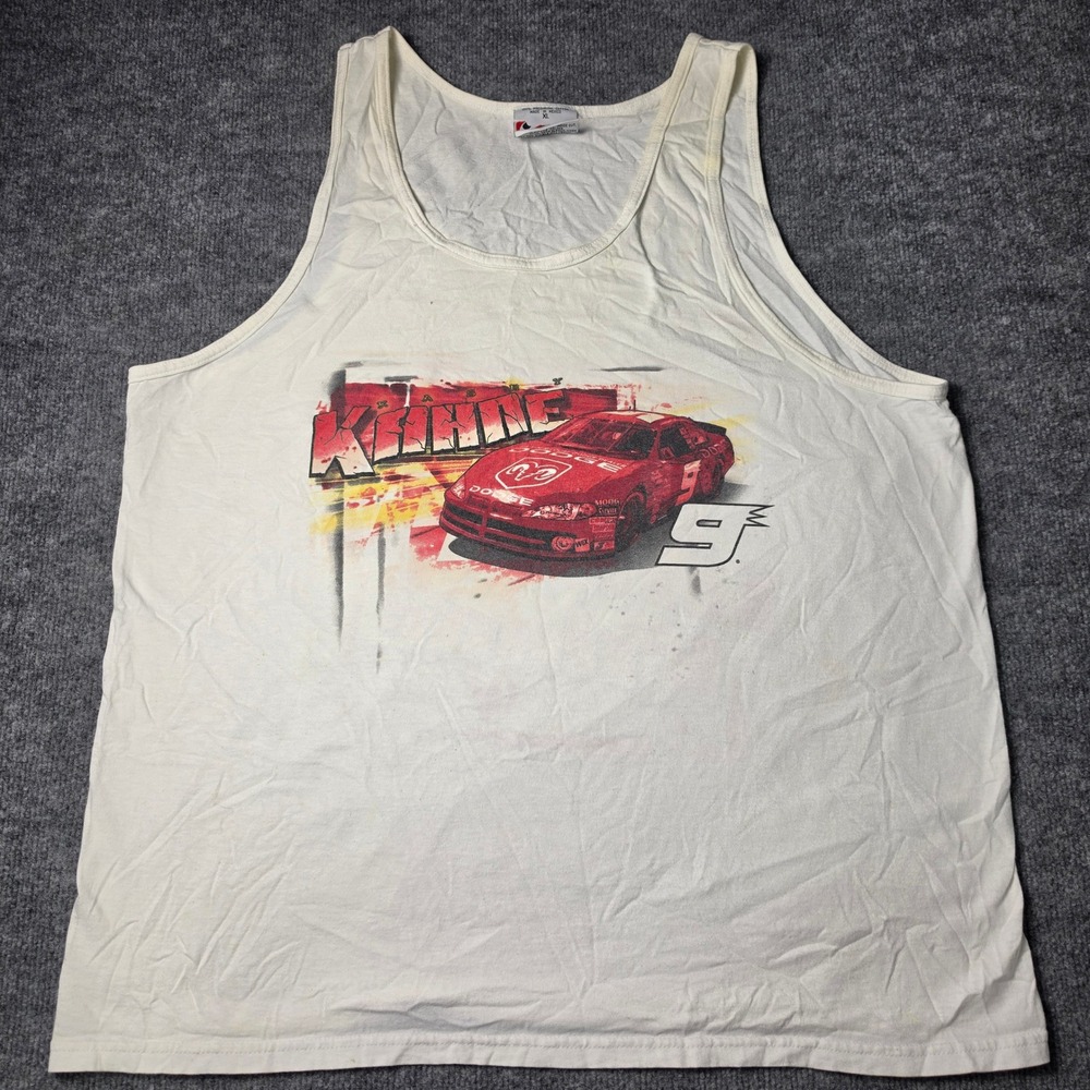 Chase Authentics Kasey Kahne #9 Dodge NASCAR Tank Top Mens XL White Graphic Tee